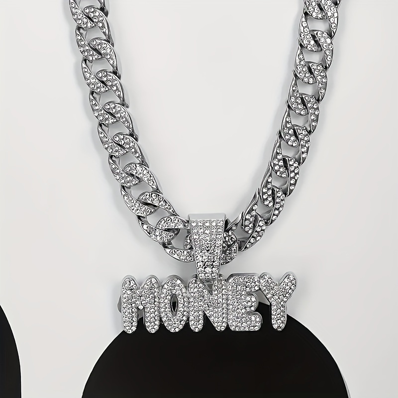 

1 Piece Of Shiny Money Pendant With Ice Cuban Chain Miami Necklace For Men And Women Hip-hop Pendant Choker Necklace Jewelry Gift
