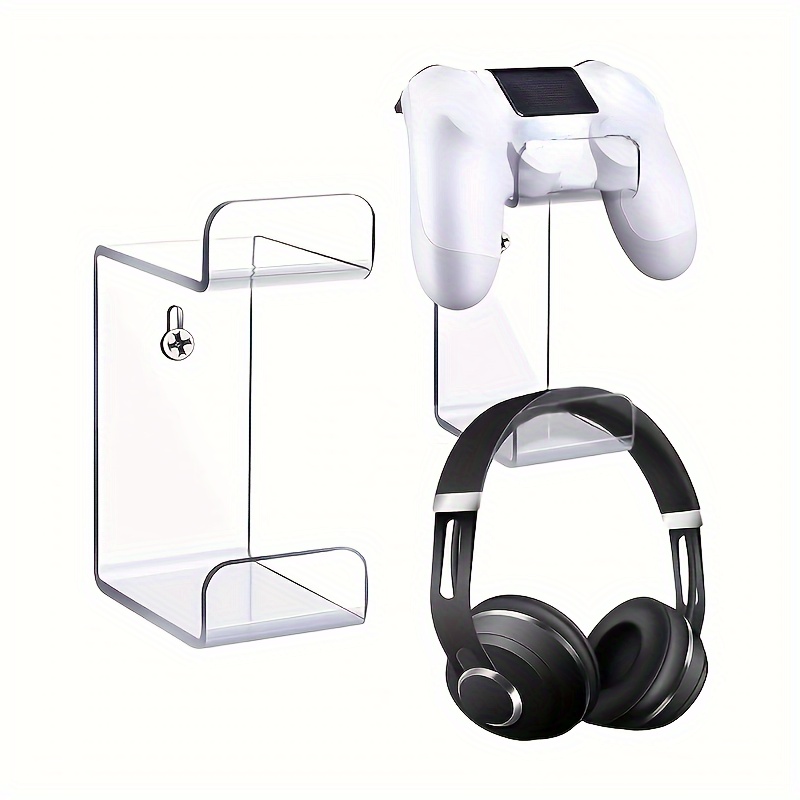 

Acrylic Gaming Controller & Headphone Stand - Wall-mounted, Clear Display Rack For Switch Accessories, Game Controller Holder, Transparent Storage Decor Shelf