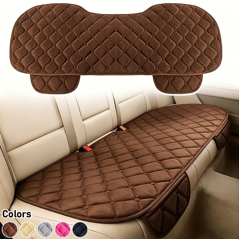 1pc All-Season Plush Car Back Seat Cover - Non-Slip Rear Row Protector Cushion with 5 Colors (Black, Pink, Beige, Brown, Grey) - Fit for SUVs, Sedans, Minivans - Easy-Clean Auto Accessories
