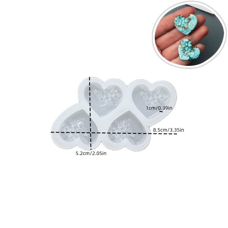 Image of Resin Silicone Molds 4- Heart With A Micro- Texture Epoxy Mold Diy Geometric Relief Pattern Love Shaped Pendant Mould Handmade Gypsum Plaster Ornament Mold Home Decor Making Supplies