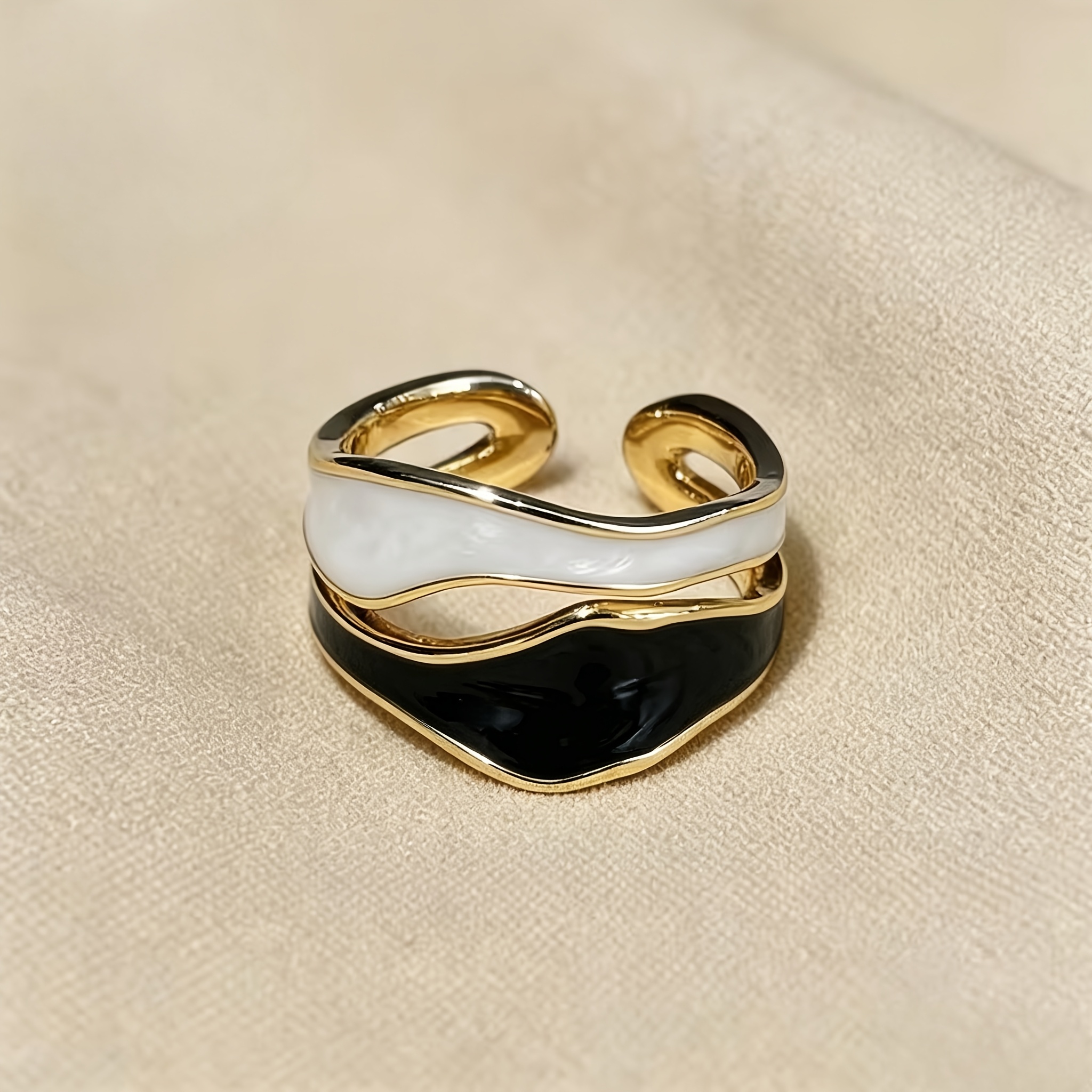 TEMU Anello regolabile in rame con smaltatura a irregolare, 1 pezzo, elegante , per l'uso da donna, un raffinato regalo per donne