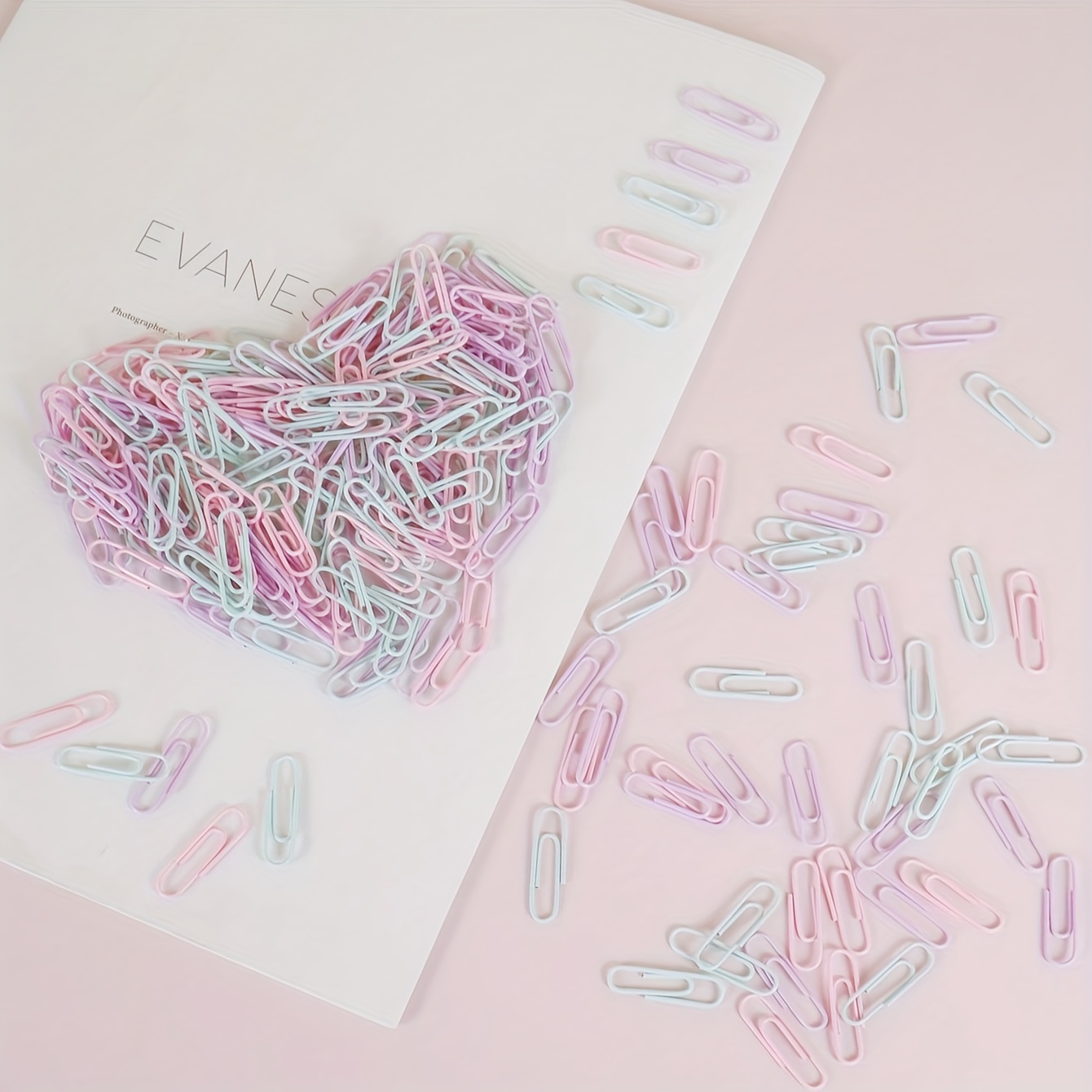 

100pc Assorted Pastel Color Paper Clips, Iron Material Office Supplies