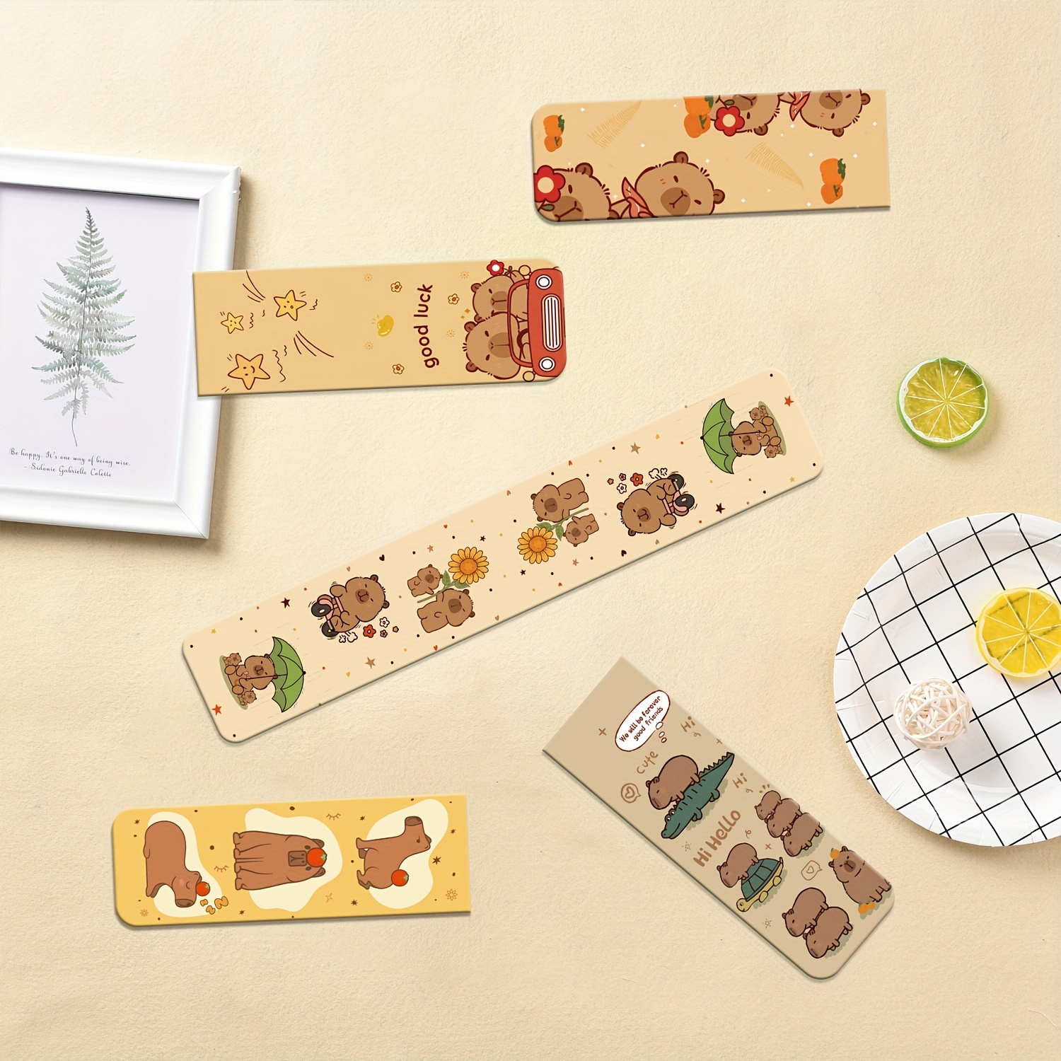 Image of 12pcs Magnetic Bookmarks Cute Capybara Magnetic Page Markers Pet Magnetic Page Clips Bookmark For Students Teachers School Home Office Reading Stationery, 12 Designs 2.36*0.78inches