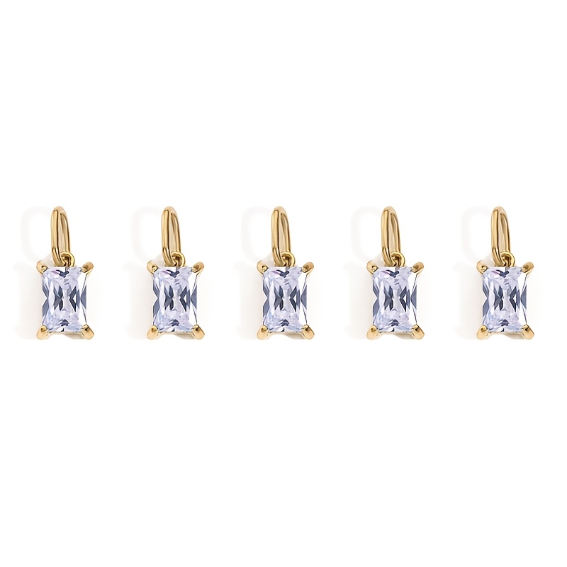 5pcs Women's Easy Stainless Steel Rectangular Zirconia Pendant Set