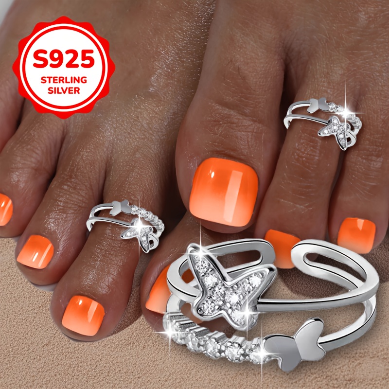 S925 Silver Butterfly Open Toe Ring - Holiday Gift