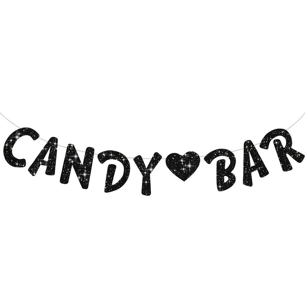 Image of Elegant Black & Golden Candy Bar Banner Set - Birthday, Bachelorette, Wedding & Gender Reveal Parties - Versatile Decor For Entryway, Room & Garden