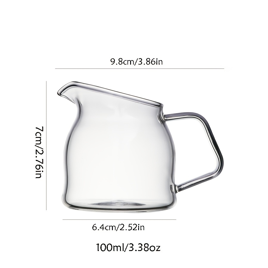 TEMU 1pc Mini Glass Espresso Cup Creamer Pitcher, 3-5 Oz Pot With Handle, Microwave Safe Milk Jug For Coffee, Milk, Syrup - Dining Use