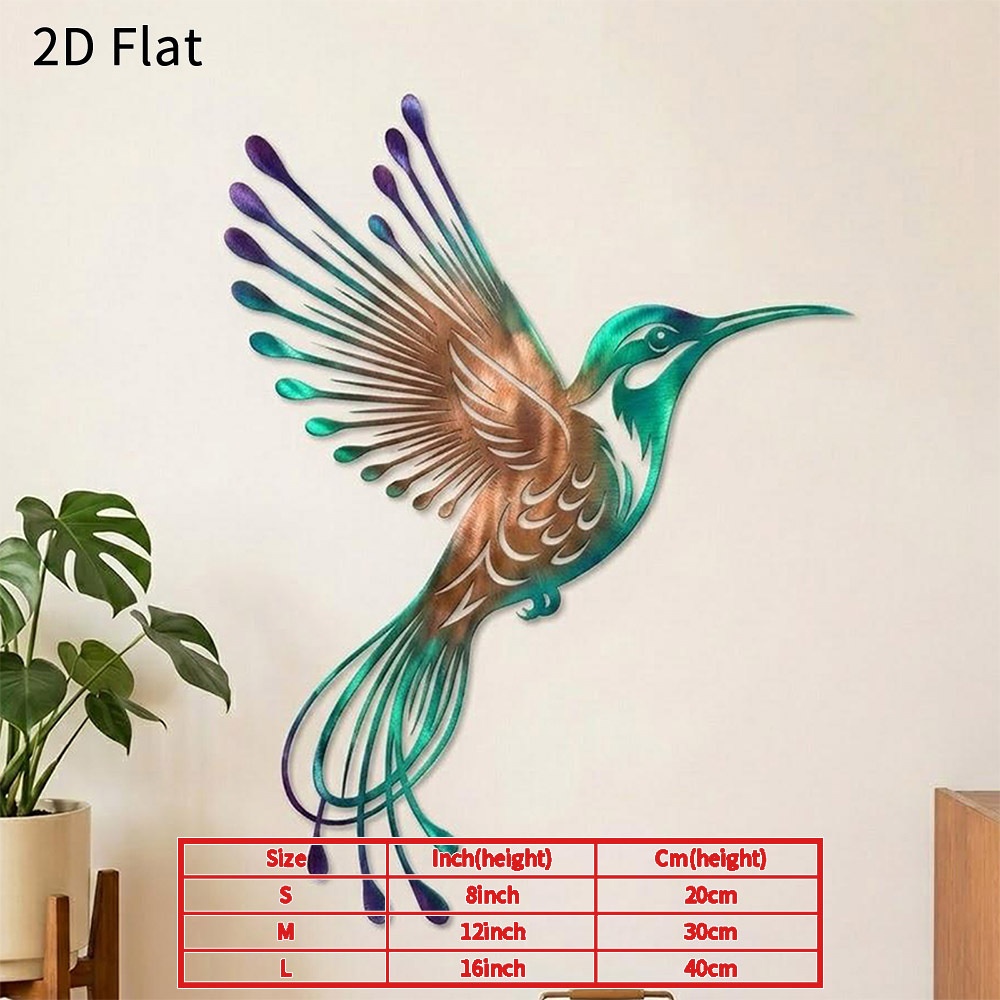 TEMU 2d Flat, 2d Flat - [wall Sculpture] 2d Flat 1pc Hummingbird Metal Wall Art, Sign, Unique Nature Plaque, Suitable For Room Bedroom Garden Patio
