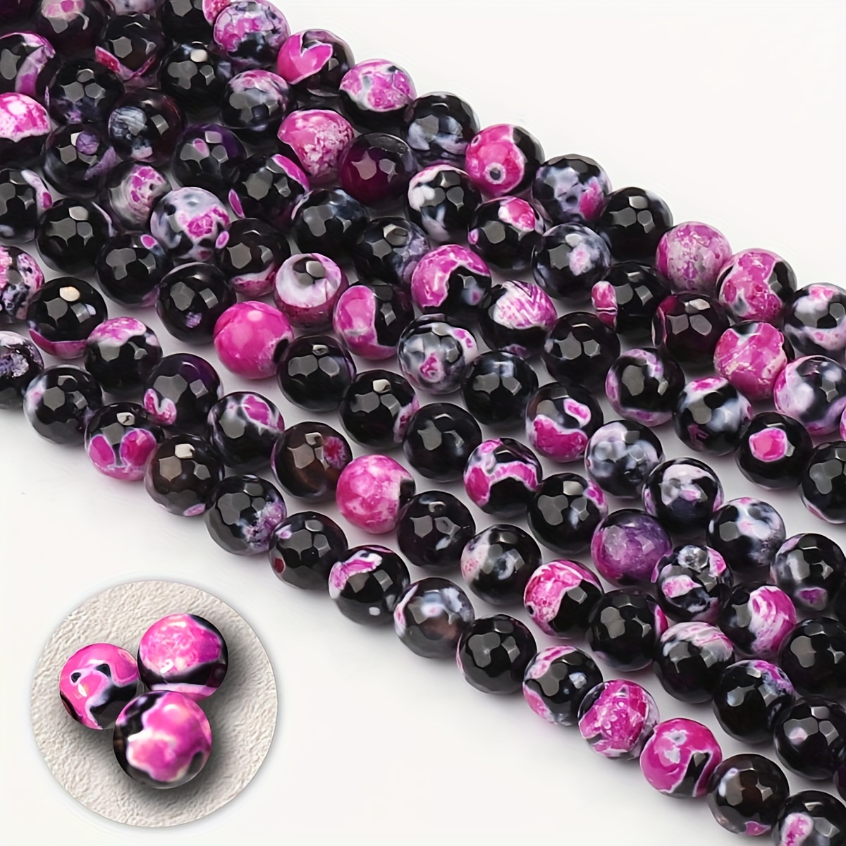 

Elegant Agate Beads For Diy Jewelry Making - Natural Gemstone, Perfect For Bracelets & Necklaces, 6mm/8mm/10mm Sizes Available