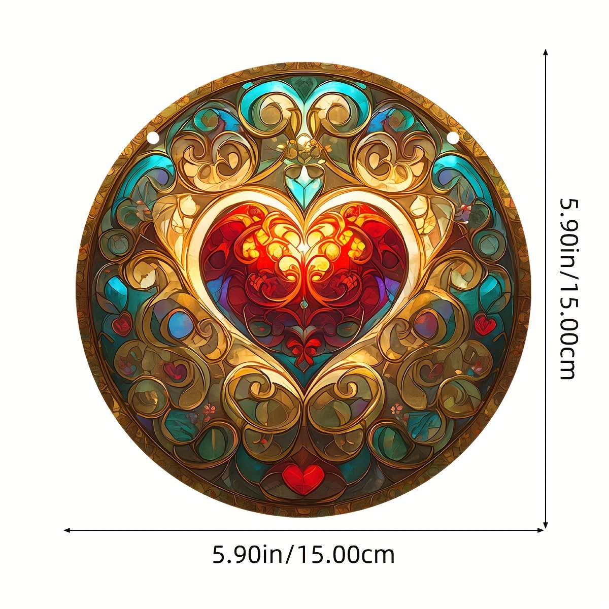 1pc heart acrylic hanging sign suncatcher stained window hanging acrylic holiday decor round sign wreath sign hanging decor window decor porch decor wall decor 5 9in 15cm