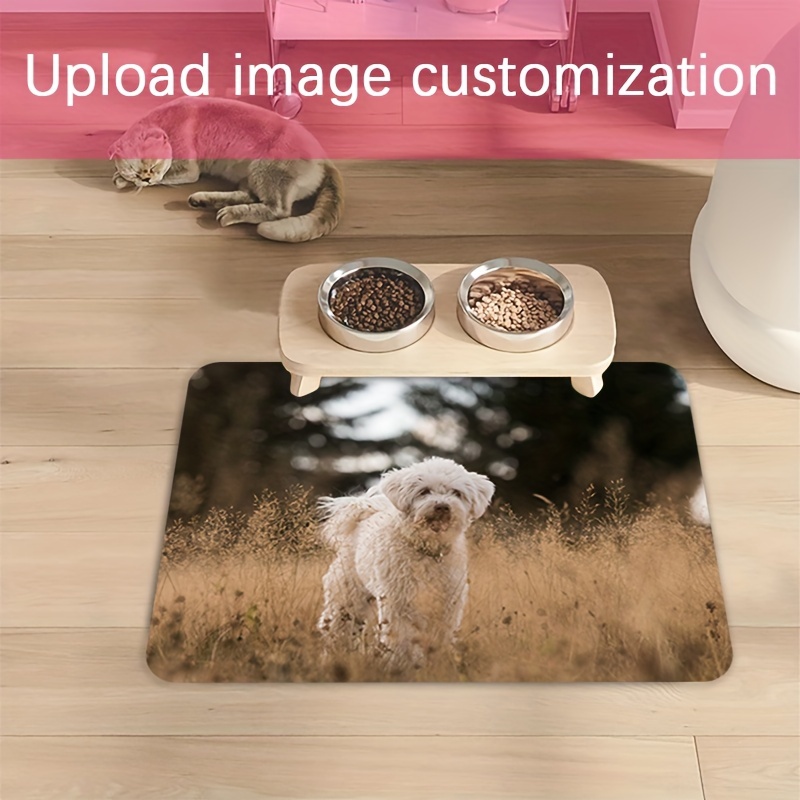 

Customized Pet Feeding Mat For Dogs, Personalized 1pcs Polyester Water-resistant Non-slip Bowl Mat With Uploadable Image – Dog & Cat Friendly Food Placement Pad