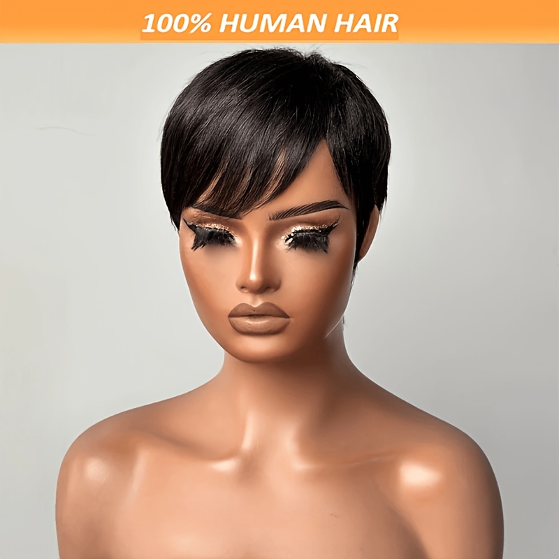 TEMU Elegante corta a taglio Bob in capelli brasiliani - Parrucche da donna in capelli da 6 pollici con , parrucche a completamente realizzate a