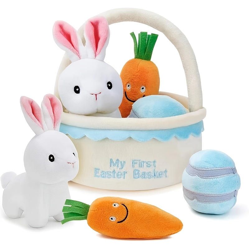 

Easter Basket, An Easter Gift Basket, A Shopping Set With Bunnies, Carrots, And Eggs, Easter Basket.