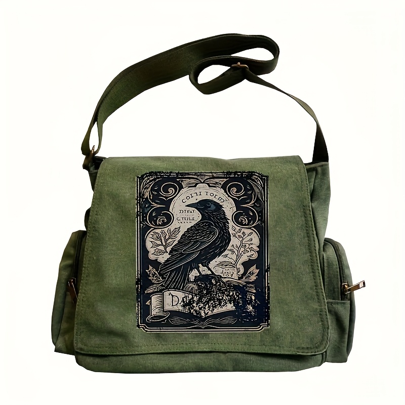 large capacity crow print shoulder bag vintage flap tote crossbody unisex messenger handbag for     shopping travel dining gift   large crossbody bag small ladies handbag high quality womens backpack lady mini shoulder bag