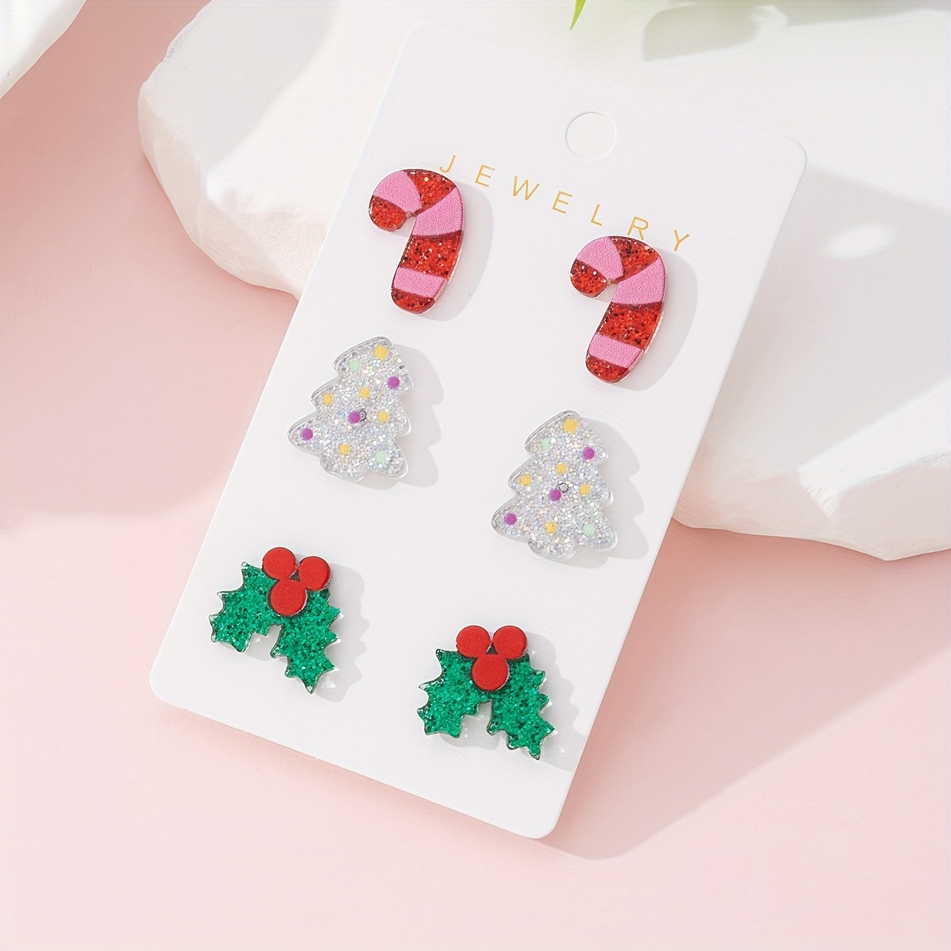 TEMU Un juego de 3 de aretes coloridos con temática navideña de de y de , regalos perfectos para fiestas navideñas