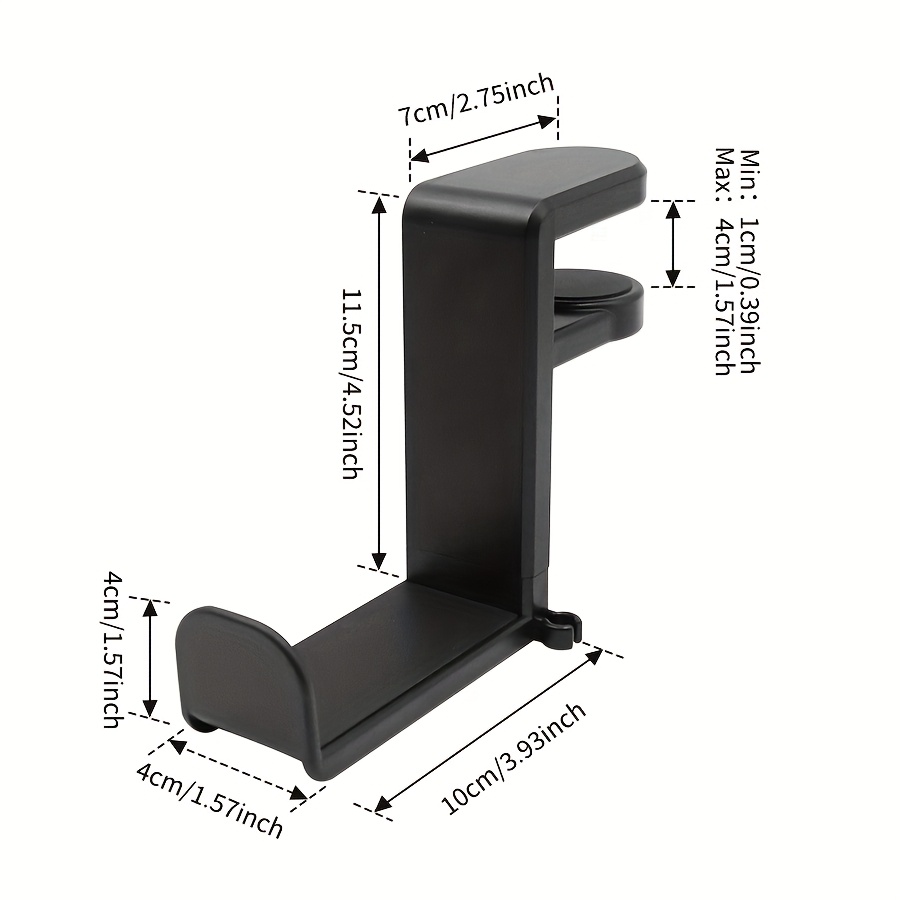 Adjustable Headphone Holder Stand with Clip Mount, ABS Material, No-Drill Installation, Modern Style Under-Desk Headset Bracket for Gaming Earphones