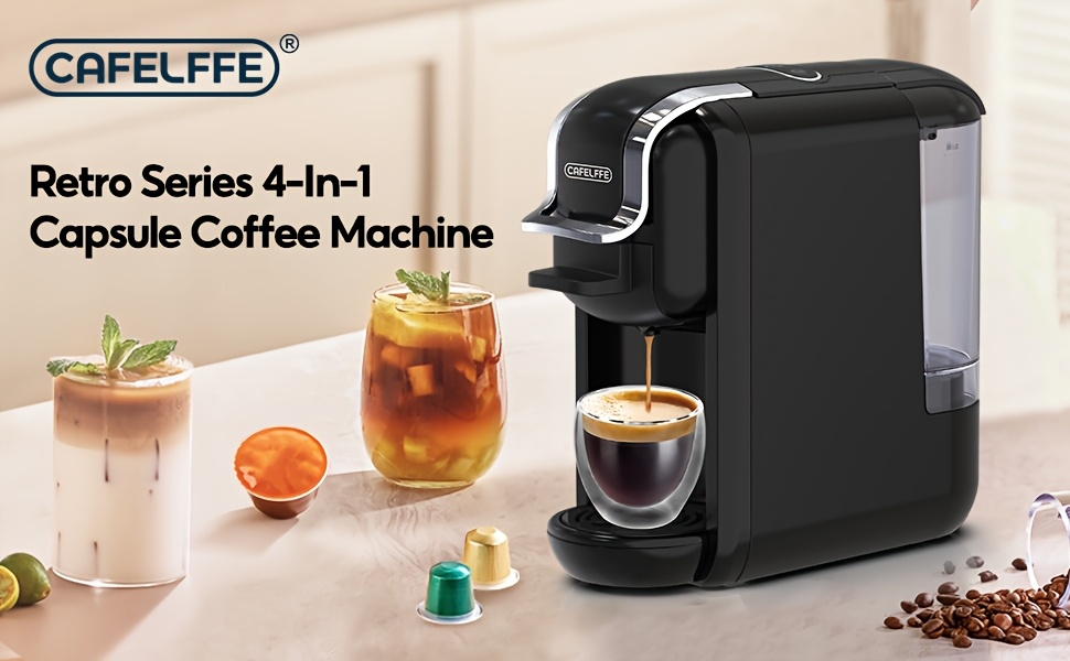  4 in 1 capsule coffee maker mk603 hot cold brew espresso machine 19bar suitable for nec capsules dg capsules ese and coffee powder easy to clean rust proof 0 6l removable water tank suitable for home kitchen and gift details 0