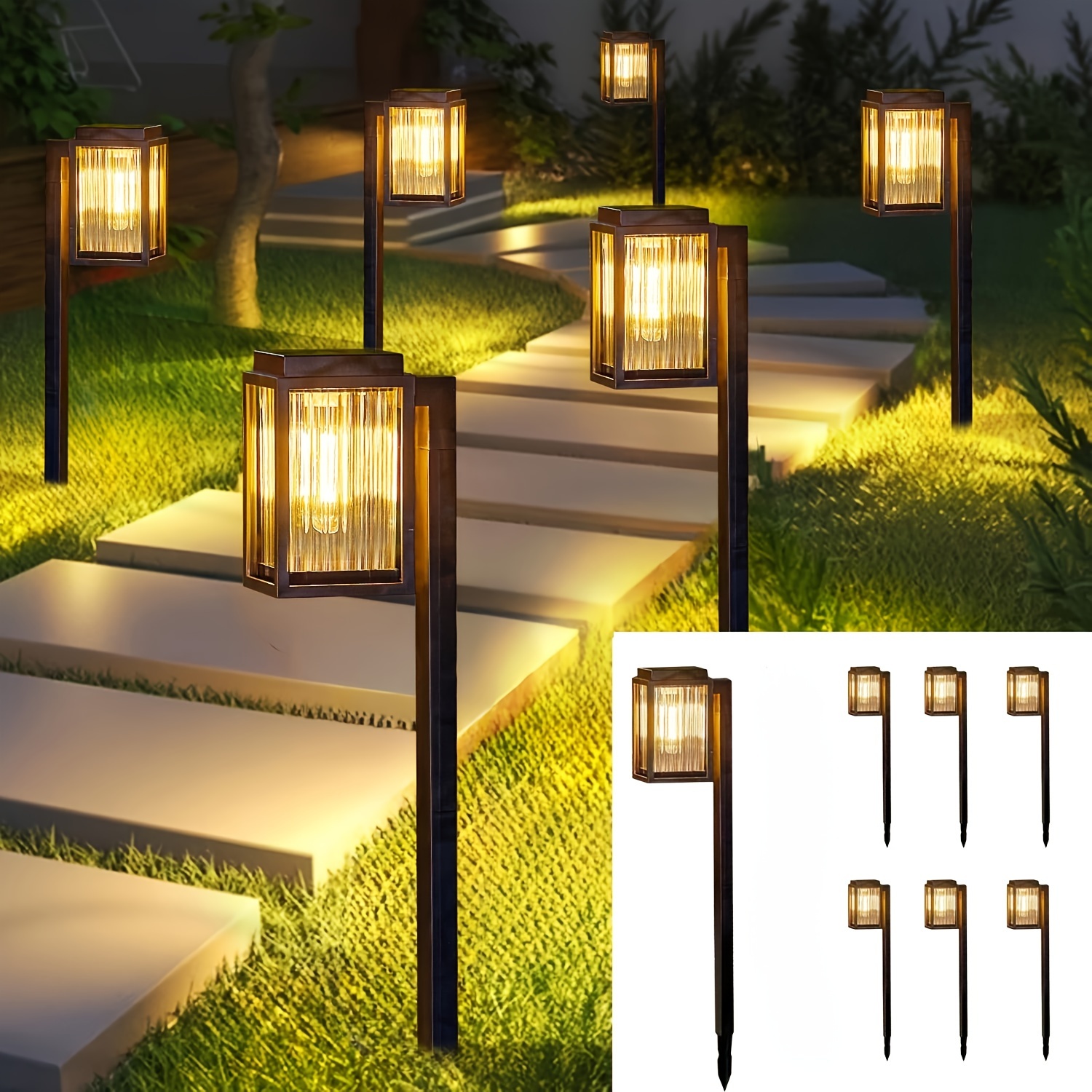 

6 Pack Solar Pathway Lights Outdoor, Larger Bright Solar Lights For Outside, Auto Solar Powered Outdoor Garden Lights For Yard Lawn Patio Landscape Lighting