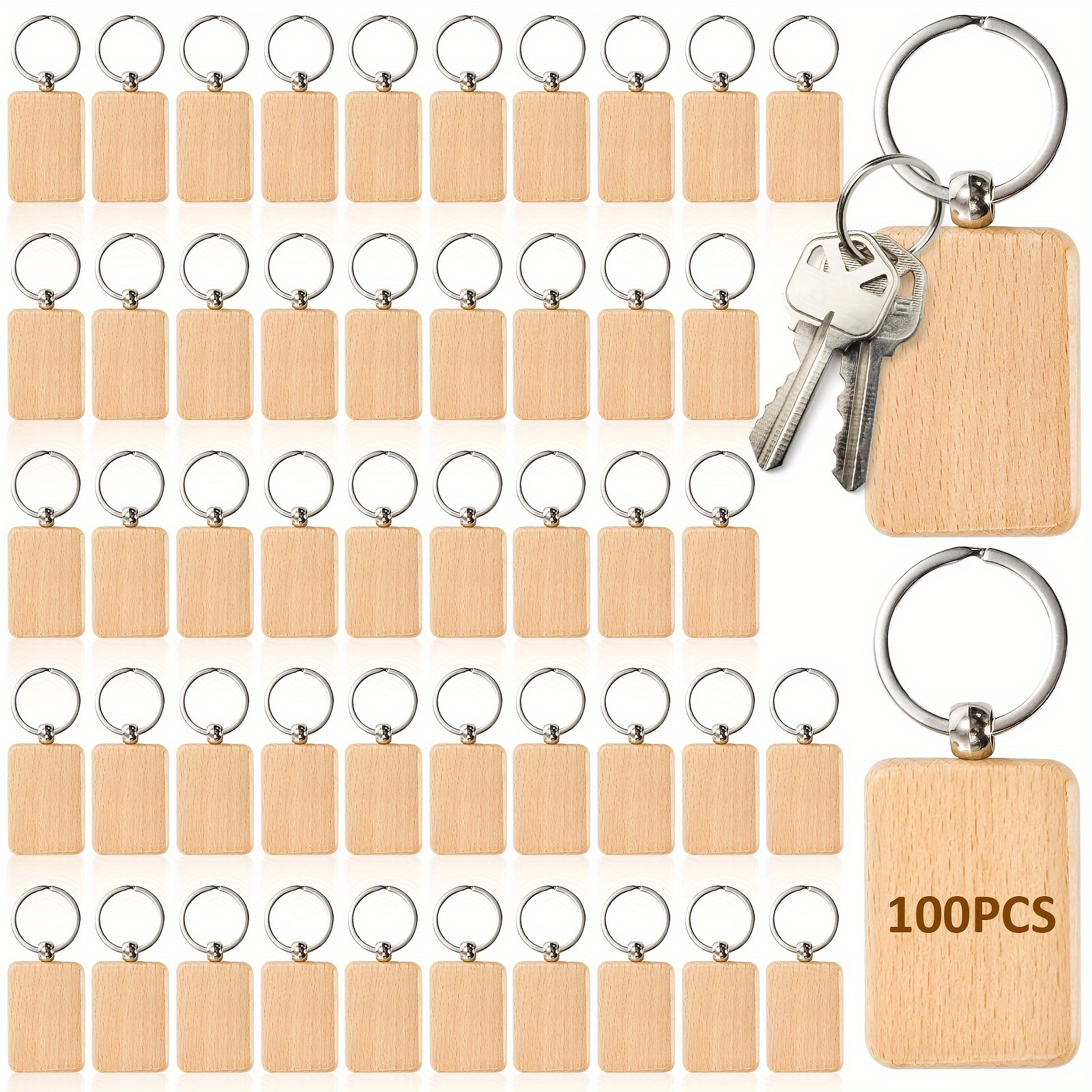 thumbnail image 2 of RHBLME 60 Pack Wood Keychain Blanks, Wooden Keychain 2 of 13