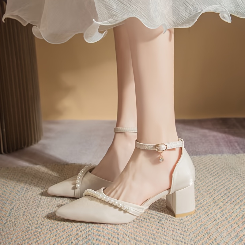 Damenschuhe Beige High Heels Mit Riemchen Dicke Absatzriemen High