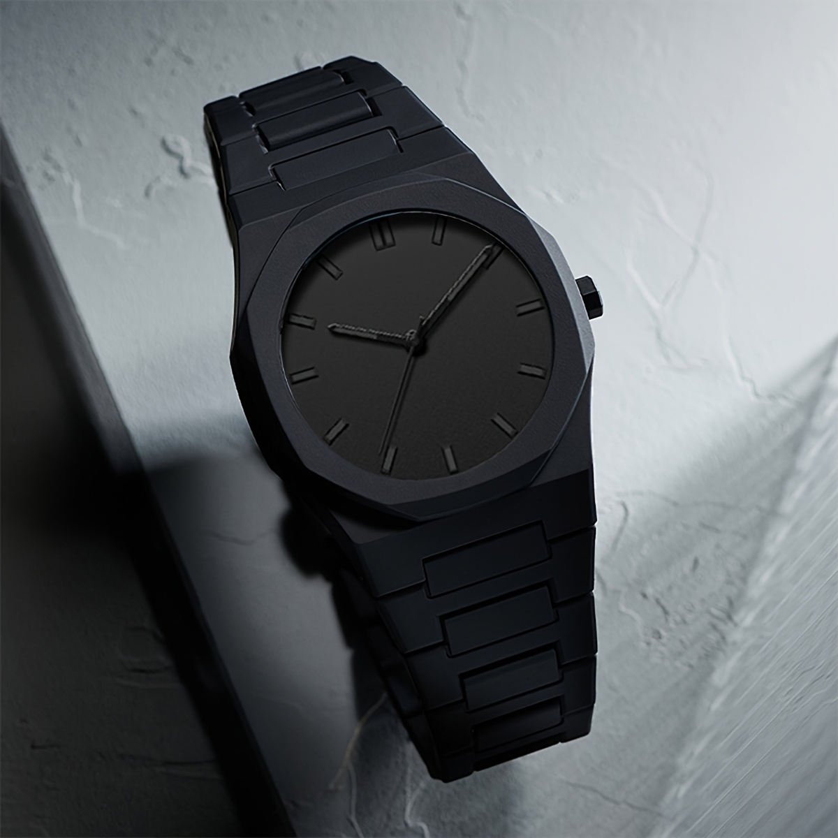 Minimalist Quartz Watch Black Unisex With Adjustable Strap_voghion.com