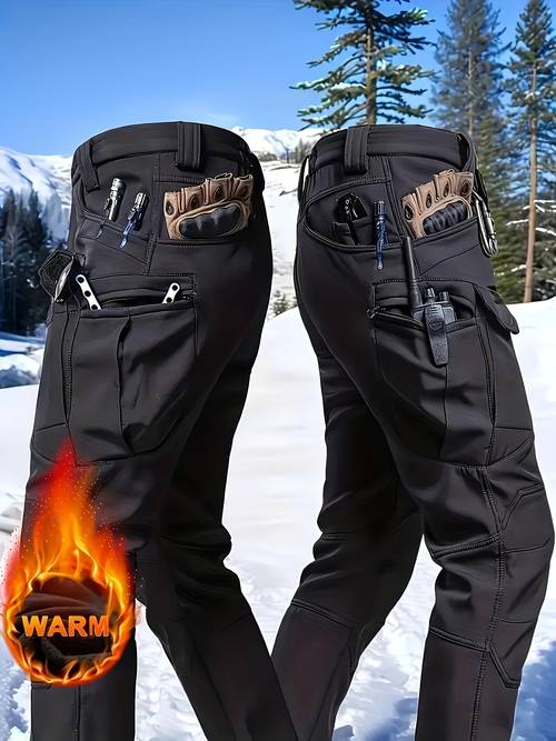 mens fall winter fleece tactic cargo pants mens multi pocket softshell windproof trousers abrasion resistant scratchproof cold resistant mens outdoor work pants machine washable suitable for outdoor work and exercise hiking belt free