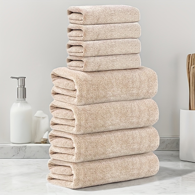 

4 Hand Towels 4 Bath Towels 8pcs Set Coral Velvet Gypsophila Material Absorbent Dry