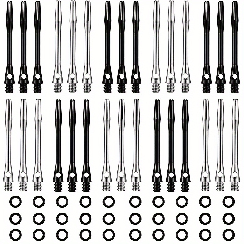 

30pcs Dart Shafts For Steel Tip Medium 2ba Thread Aluminum Alloy Dart Stems 45mm With Rubber Rings Aluminum Dart Shaft Darts Accessories Kit