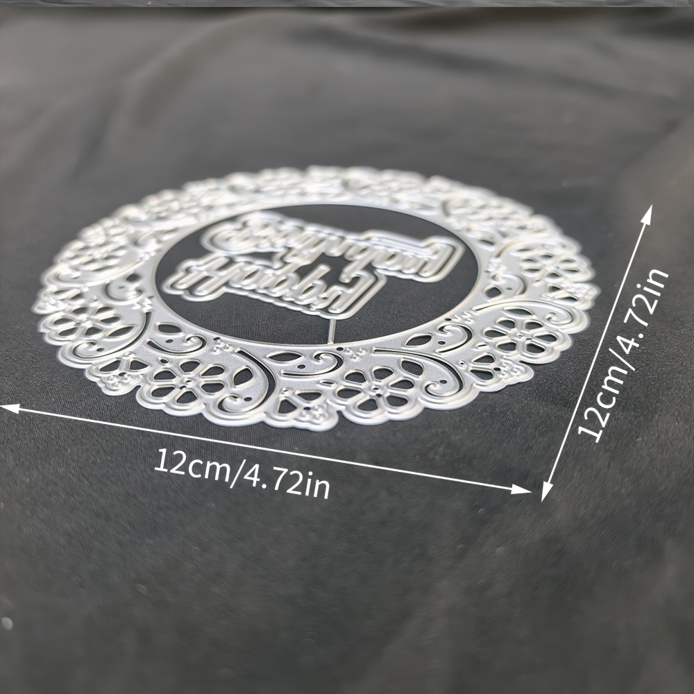 TEMU 1pc Birthday Tags And Trims Metal Cutting Die, Silvery-gray, Fantasy Theme, Suitable For Diy Scrapbooking, Embossing, Handmade Greeting Card