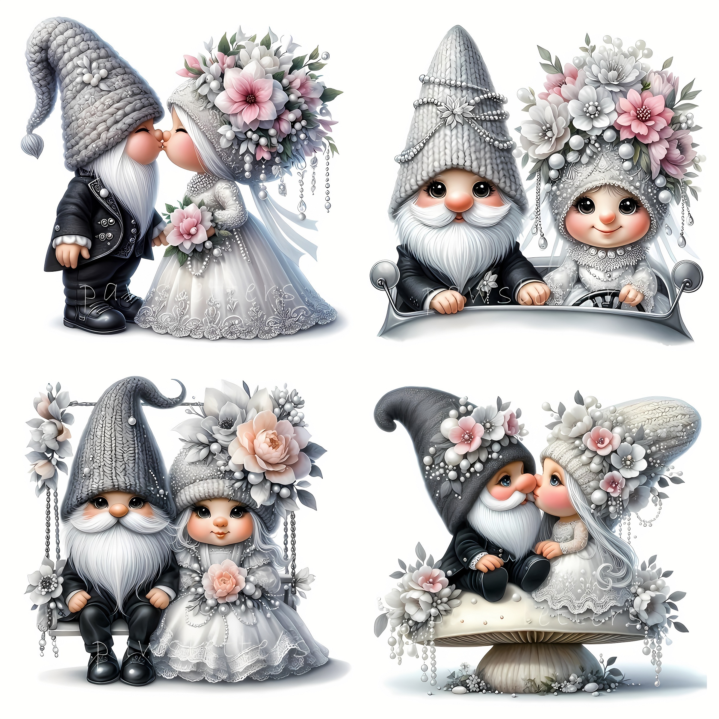 

Love-themed Wedding Gnome 5d Diy Diamond Painting Kit For Adults - Round Full Drill Acrylic Gemstone Art, Beginner Friendly Craft Tool & Supplies For Home Wall Decor