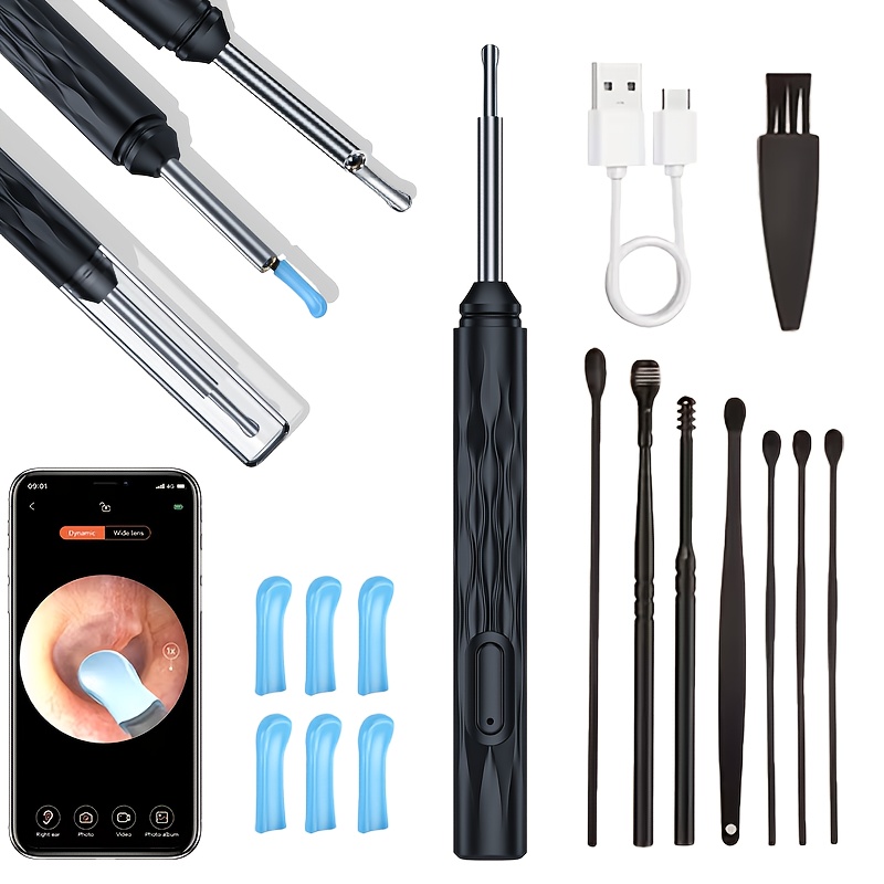 8  ear wax removal kit with smartphone compatible camera and light ios   ear cleaning app 6 spoons and in ear camera system earwax removal tool non irritating