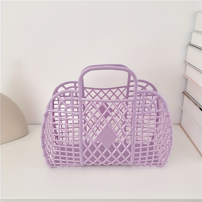 

Foldable Plastic Bath Caddy, Jelly Tote Beach Bag, Multipurpose Plastic Shower Basket, Easter Carry-all Basket