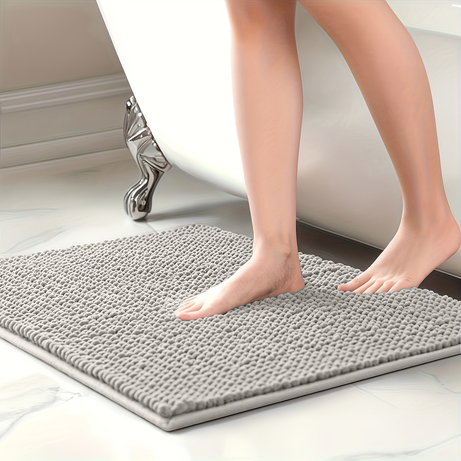 TEMU Bathroom Rugs Chenille Bath Rug Soft Short Plush Bath Mat Soft Shower Mat Water Absorbent Shower Mat Quick Dry Machine Washable