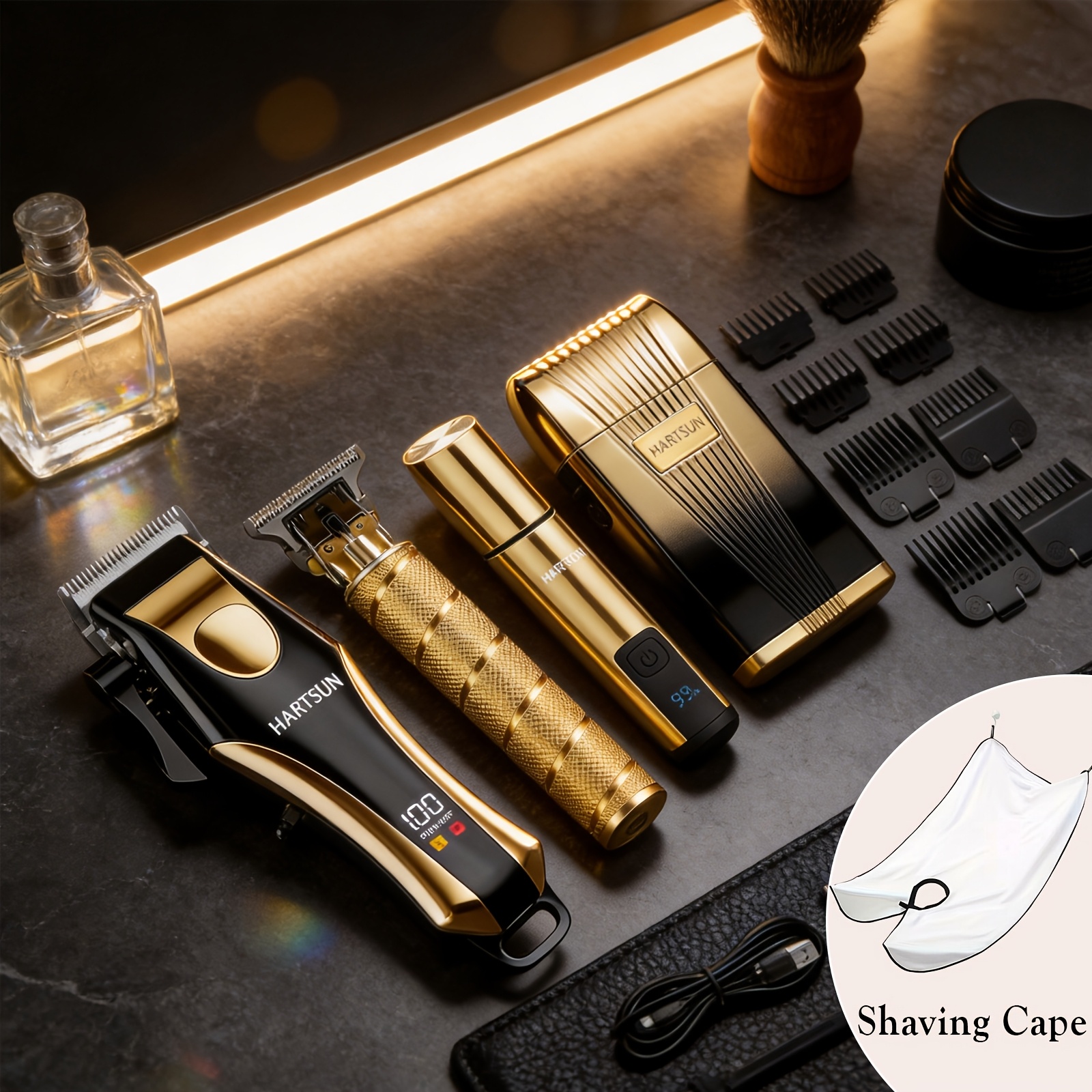 TEMU Kit de toilettage électrique rechargeable. Ensemble de 4 pièces/1 pièce équipé d'un affichage LCD de la batterie. Cet ensemble est pour une