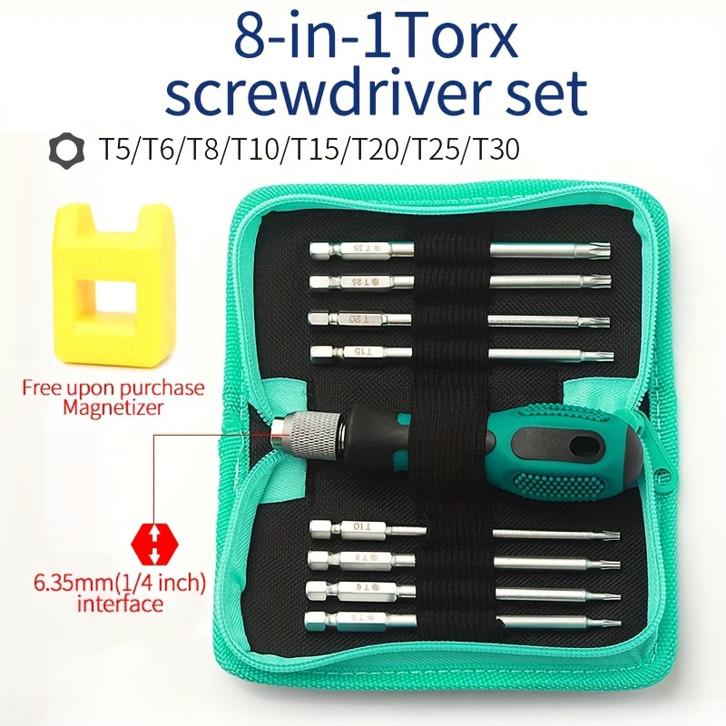 E-shop -Set mit Pflaumenblüten-Schraubendreher, austauschbare Bits, hochfestes S2-Stahlmaterial, starkes magnetisches Schraubendreher-Set, häufig