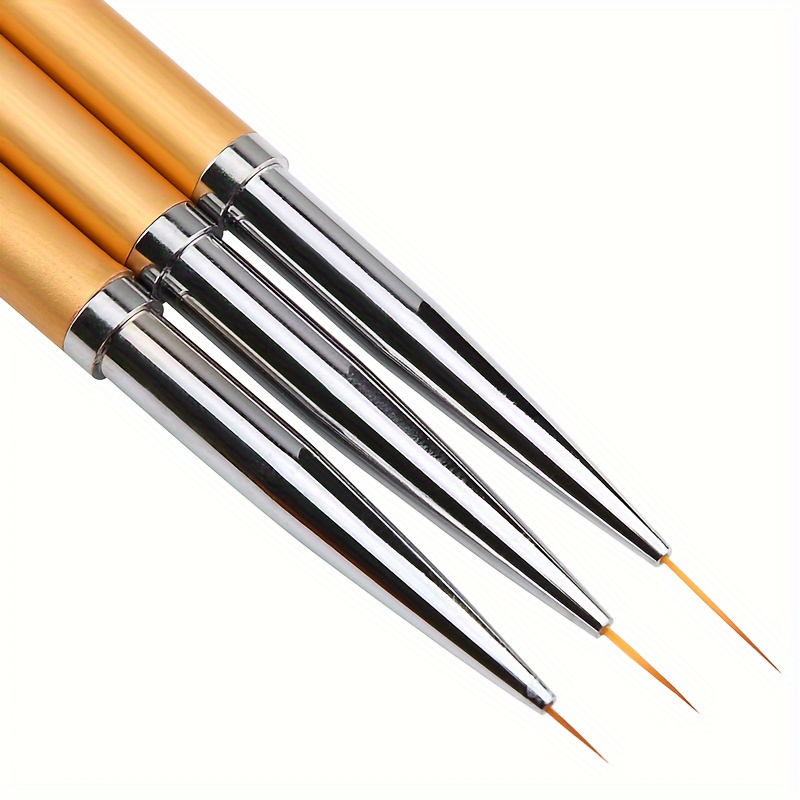 

3-pack Golden Fine Tip Paint Brushes - Ultra-thin, Professional Art & Nail Design Pens Paint Brushes For Crafts Metallic Paint Pens