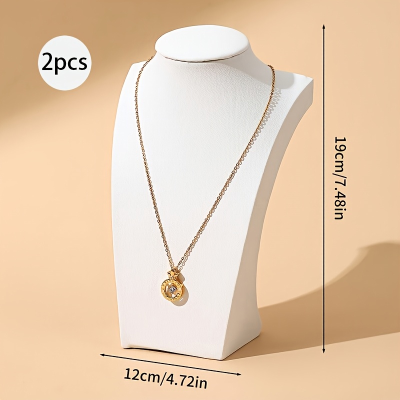 TEMU 2pcs White Pu Leather Necklace Stand, H-shaped Minimalist Jewelry Display Stand, Portrait Neck Model Jewelry Storage Rack, Jewelry Store Display