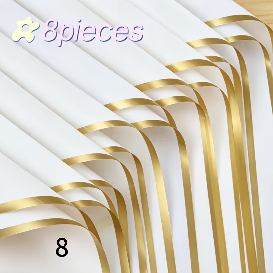 TEMU High-end Gold- White Waterproof Wrapping Paper For Floral Gifts, Suitable For Holidays In Europe And America Such As Valentine's Day, Mother's