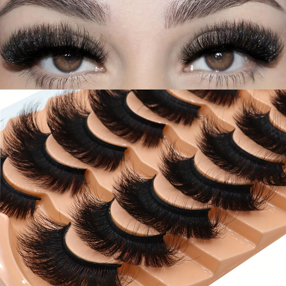 

7 Pairs 3d Faux Mink Lashes: Natural, Thick, Dramatic, Fluffy, Extended Eyelashes - Suitable For Beginners And Reusable