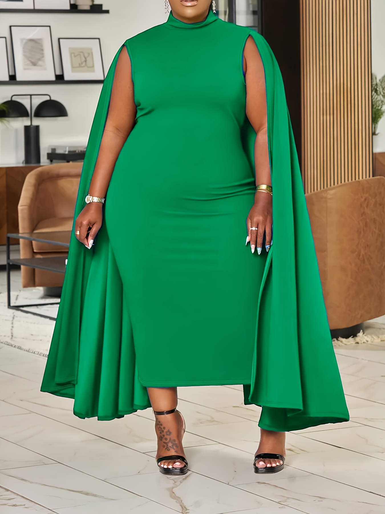 plus size cape dress sold on Temu United States