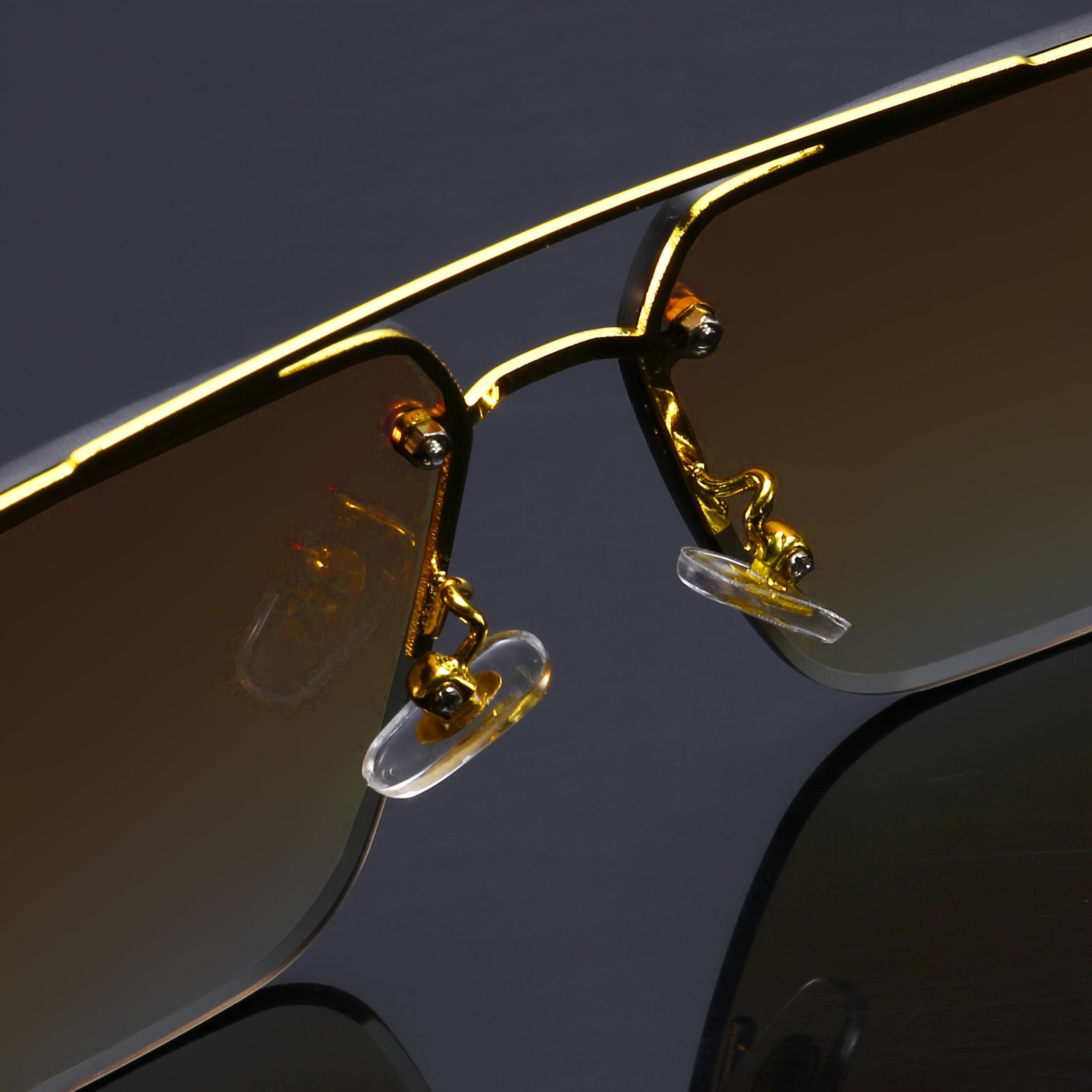 3pcs Frameless Polycarbonate Square Party Glasses, Classic Wooden Pattern, Decorative, Elegant, Edge Cut, for Women, Men, Photography