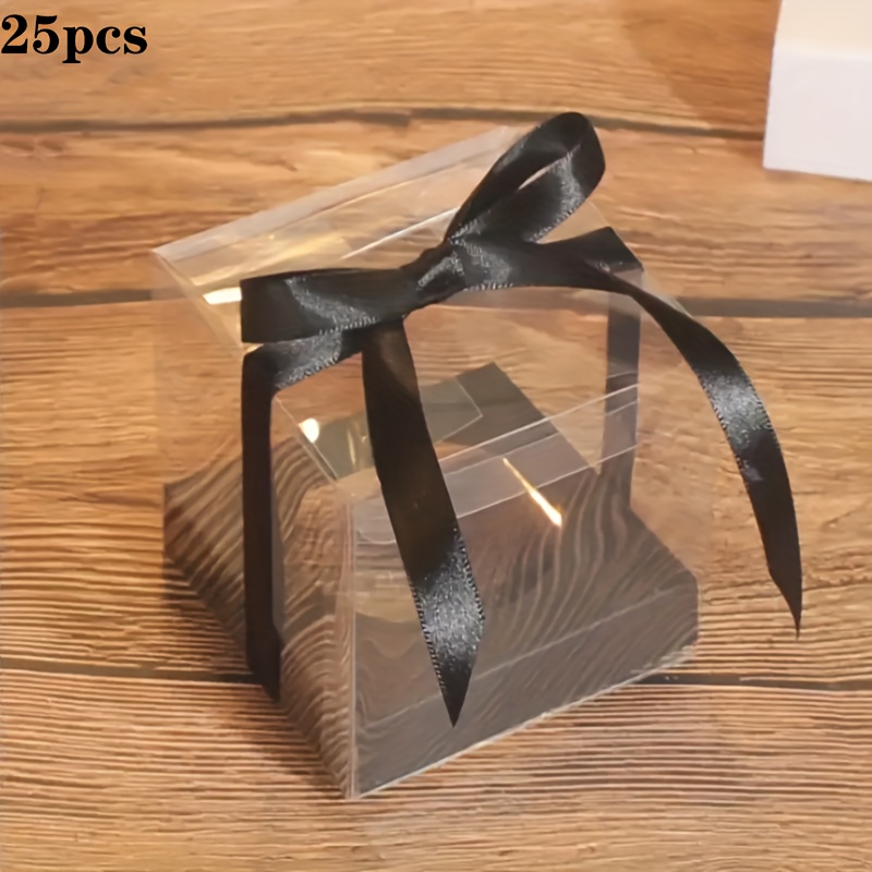 TEMU 25pcs- Transparent Plastic Gift Box, Suitable For Weddings And Parties, Made Of Durable Pvc Material, Ideal For Packaging And Party Decoration,