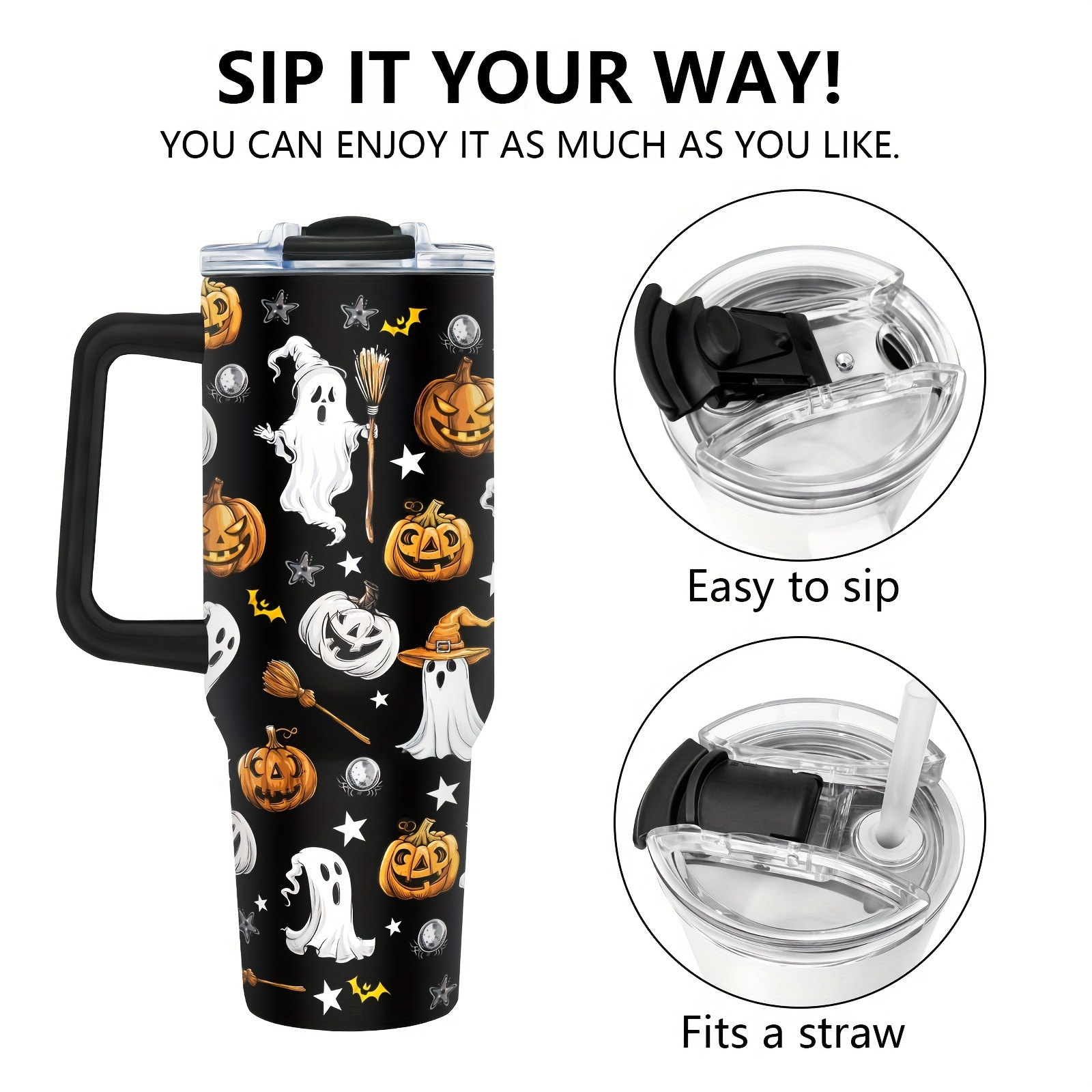 Spöklik 40oz Isolerad Rostfri Ståltermosmugg -   Halloweenpresent för Kvinnor | Gotisk & Häxdesign | Idealisk för   & Vatten på Språng