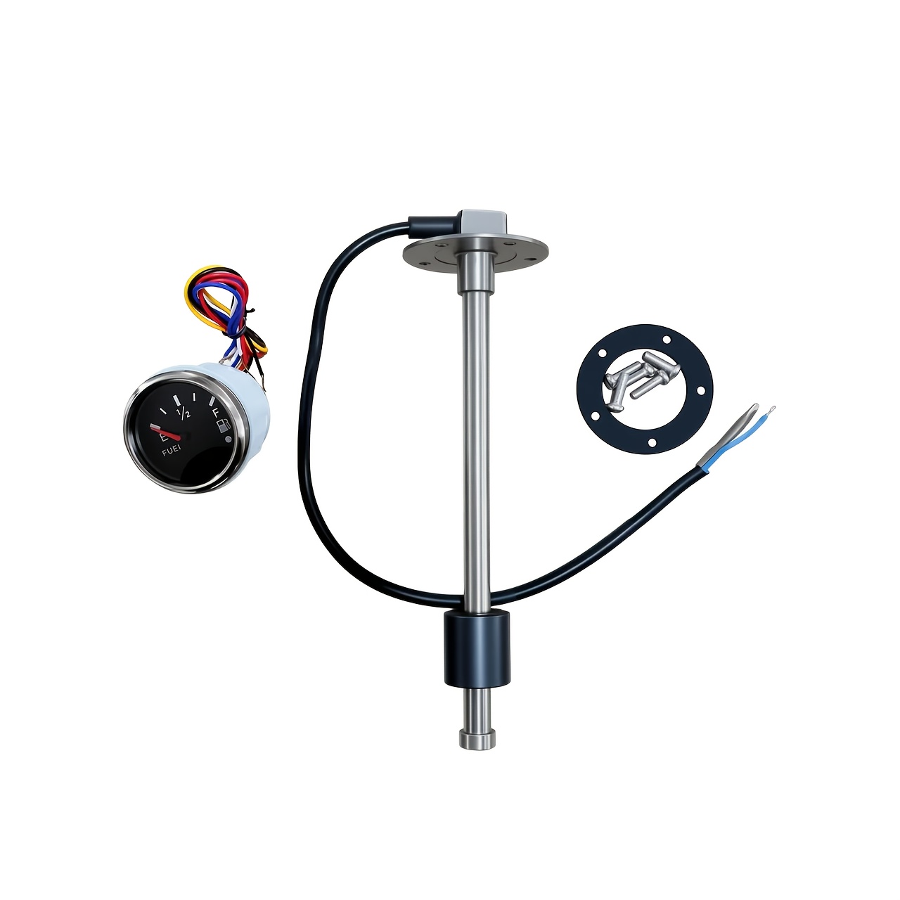 52mm Boat Fuel Level Gauge Kit With 200mm Sender - 240-33 Ohms - Analog Black & Red