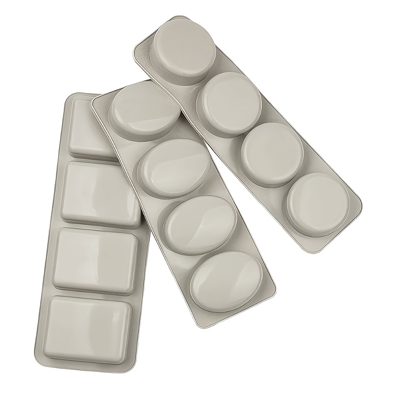 TEMU Kit de moules à savon en silicone 3 pièces, rectangulaires, rondes et ovales, moule de fabrication de savon pour résine, bougie, , cire fondues