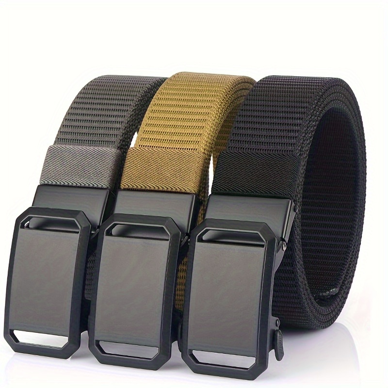 

Stylish Large Size Nylon Canvas Belt With Alloy Automatic Buckle For Men And Students, Versatile For Casual Jeans, Comfortable And Fashionable For Young People