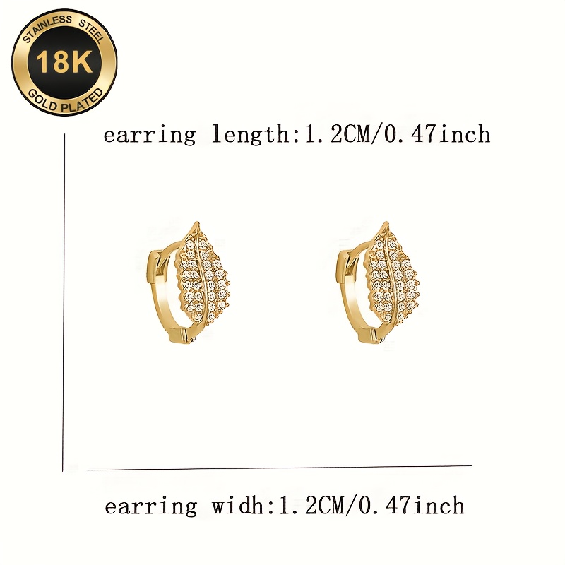 Women's 18K Gold Plated Leaf Earrings with Dazzling Zirconia