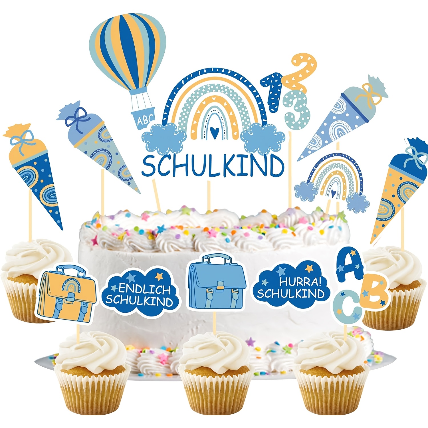 Image of 13pcs Cake Decoration First Day At School Cake Topper School Cake Decoration Back To School, Sugar Bag Cake Decoration, School 2026 Gifts First Day At School, Halloween, Christmas