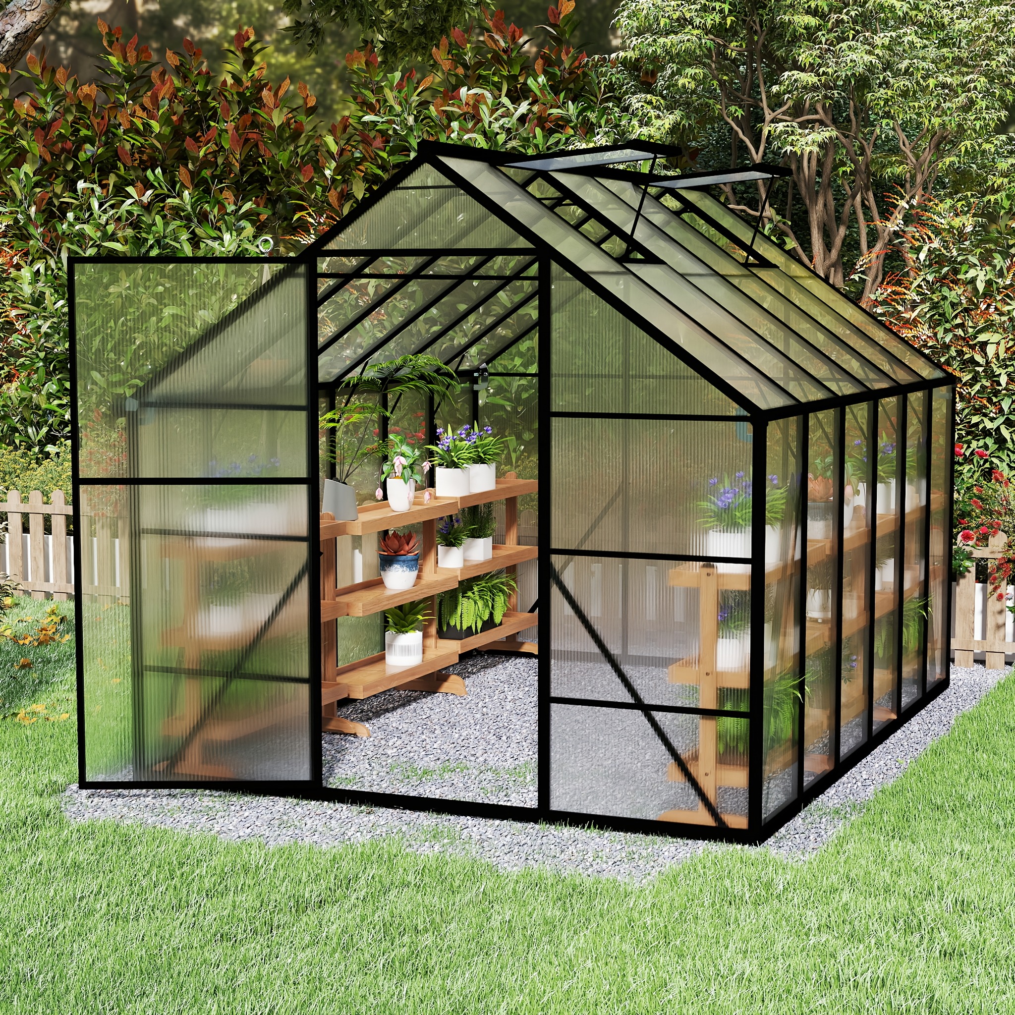 TEMU Hengmei 8x12 de Aluminio para Jardín con Puerta de - Invernadero Portátil de Resistencia para Patio, , Jardín - Montaje Fácil, Necesitan