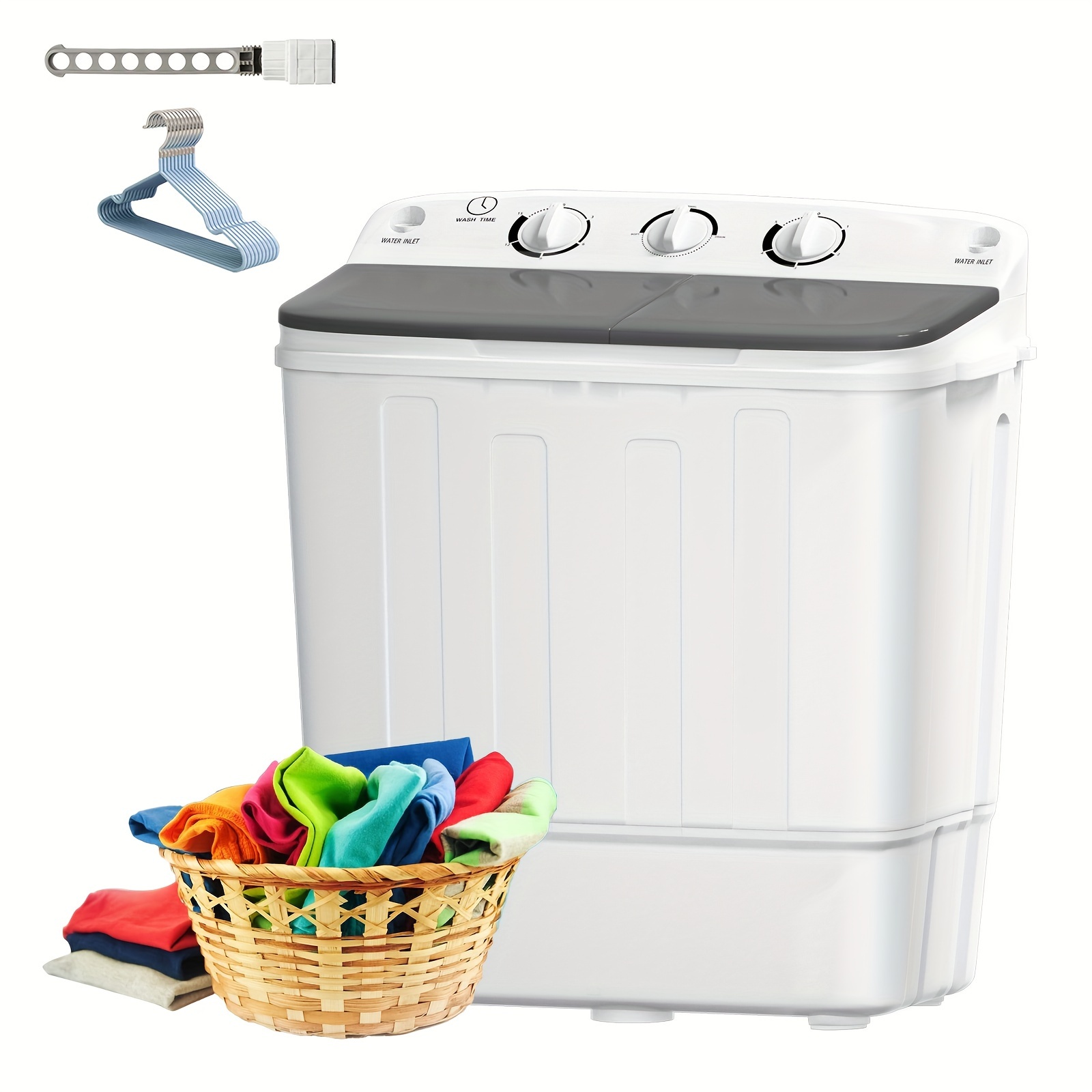 

18lbs Washing Machine With Drying Rack, 11lbs Washer Mini Compact Laundry Machine And 7lbs Spinner, And For Dorms, Apartment